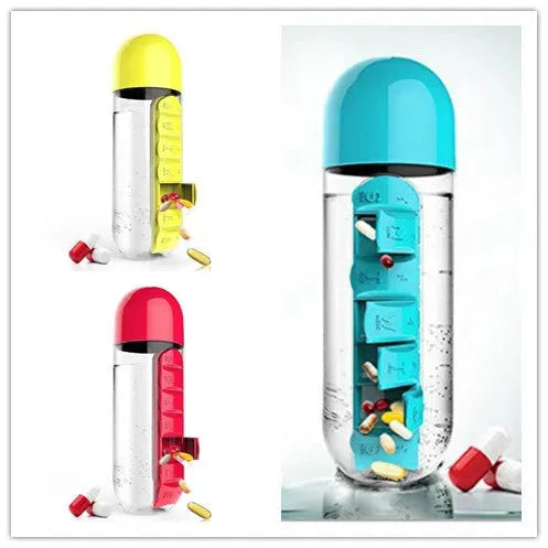 Direct Selling Two-In-One Water Cup Pill Box 7-Day Pill Box 7 Grids Outdoor Easy To Carry Water Bottle One Week With Pill Box Cup - Bellarte Enchanté Direct Selling Two-In-One Water Cup Pill Box 7-Day Pill Box 7 Grids Outdoor Easy To Carry Water Bottle One Week With Pill Box Cup